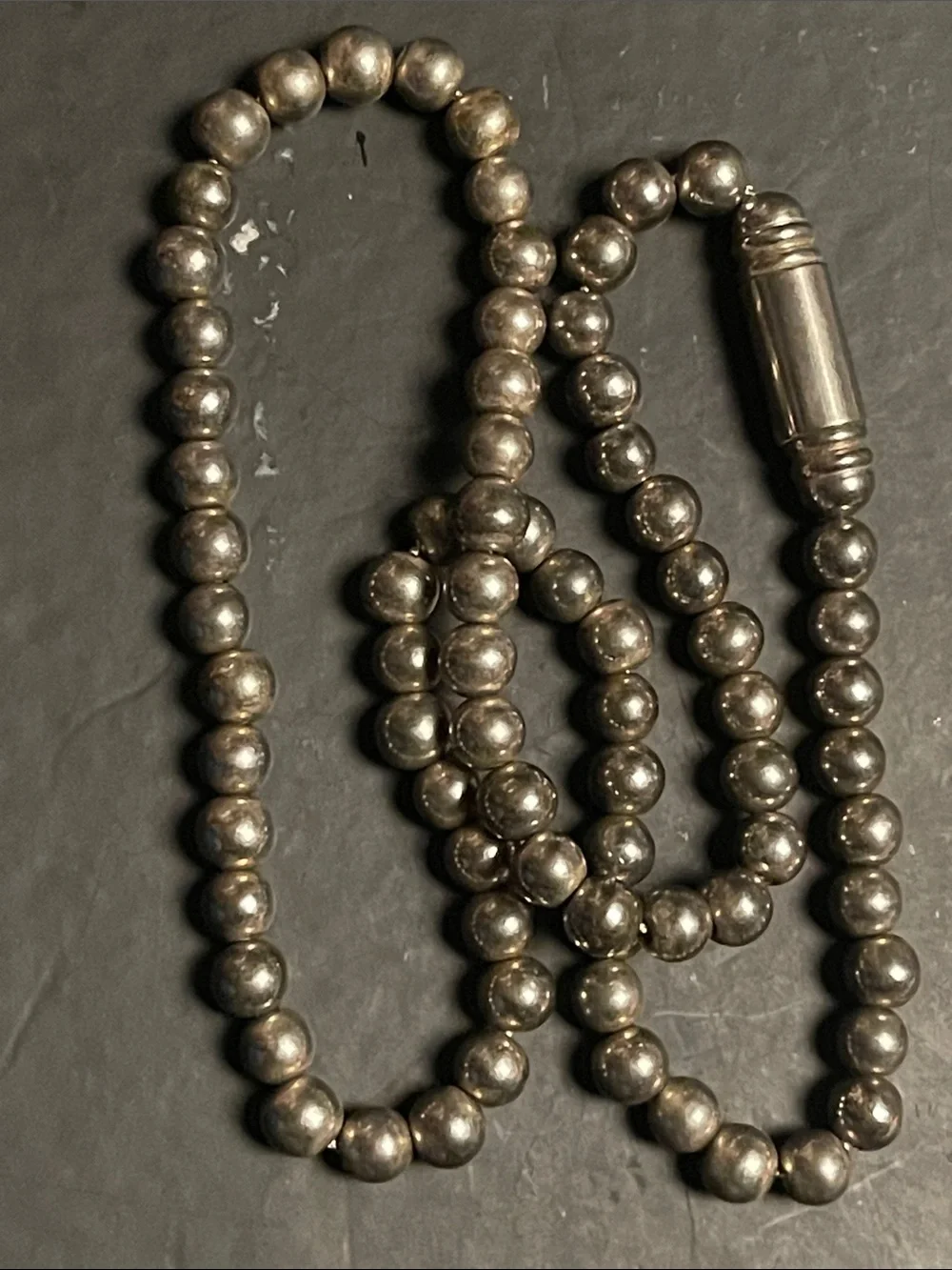Vintage 20 inch Silver-Tone Beaded Necklace - Classic Metallic Women’s Jewelry